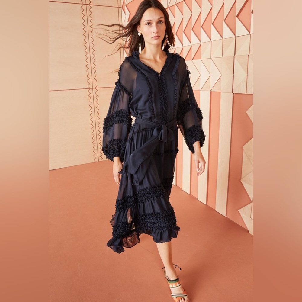 Ulla Johnson Althea Silk Midi Dress; Navy; Sz 0